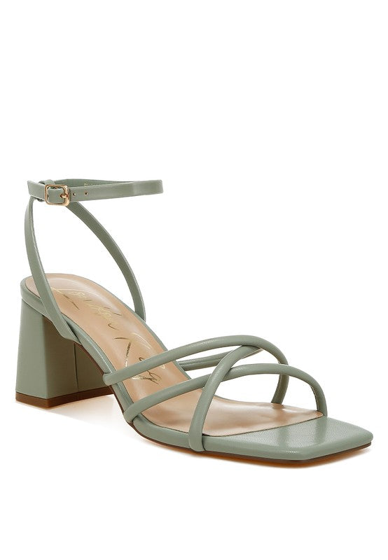 Women Alyona Open Square Low Block Heel Strappy Sandal | Zarnesh