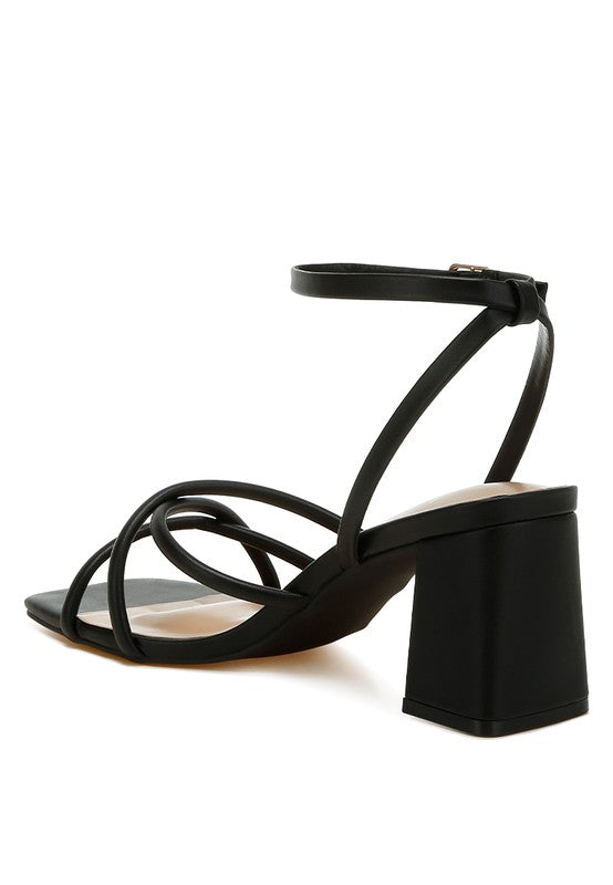 Women Alyona Open Square Low Block Heel Strappy Sandal | Zarnesh