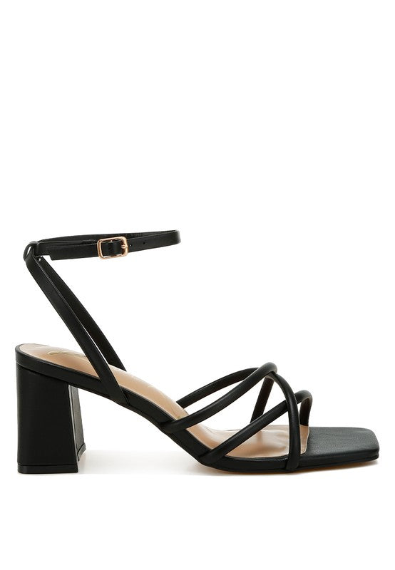 Women Alyona Open Square Low Block Heel Strappy Sandal | Zarnesh