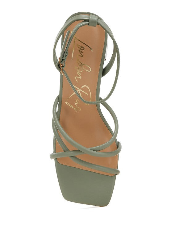 Women Alyona Open Square Low Block Heel Strappy Sandal | Zarnesh