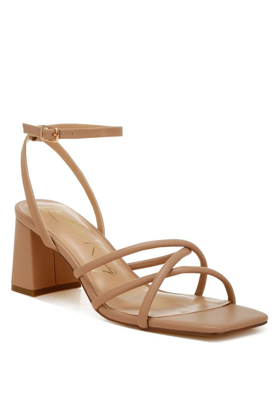 Women Alyona Open Square Low Block Heel Strappy Sandal | Zarnesh