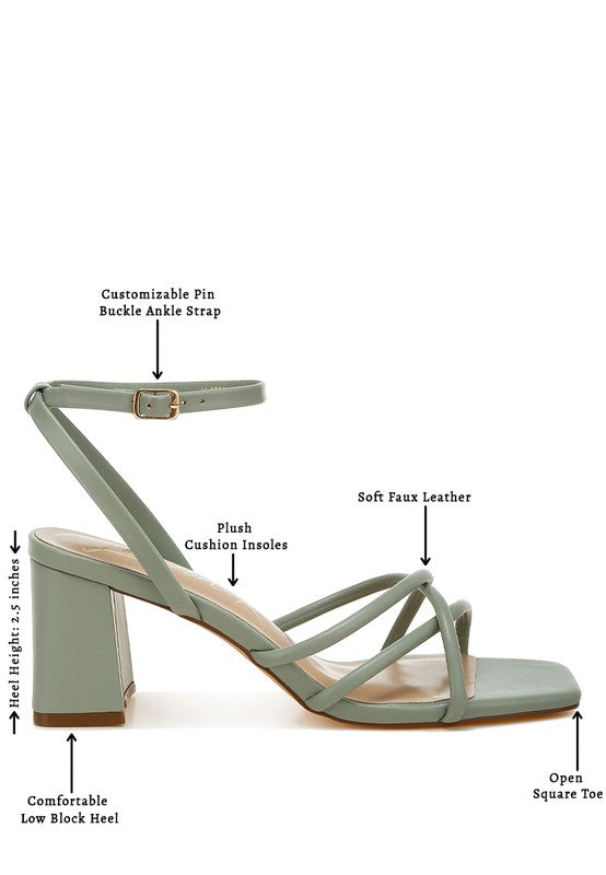Women Alyona Open Square Low Block Heel Strappy Sandal | Zarnesh