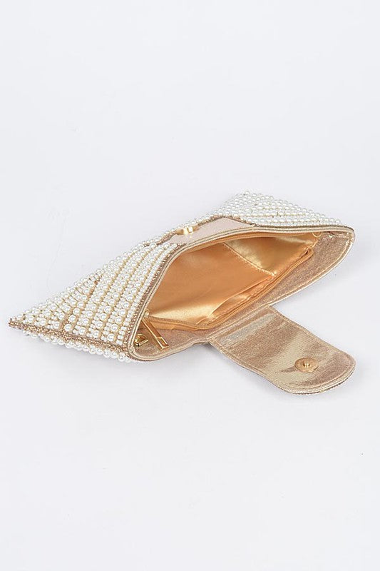 Women's Elegant Pearl Studded Bow Tie Evening Clutch Bag | Zarnesh