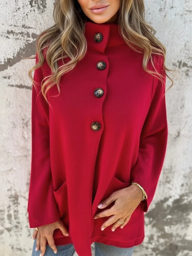 Women’s Elegant Solid Button-Up Long Sleeve Cardigan Jacket | Zarnesh