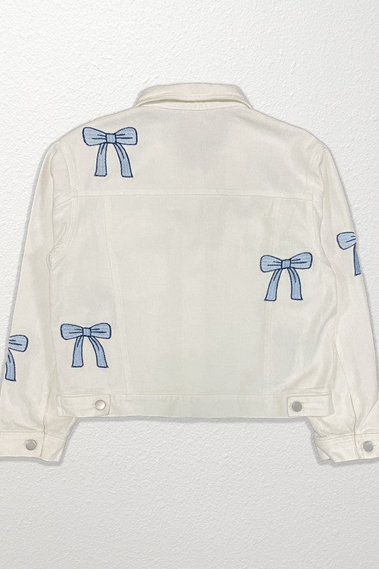 Women’s Embroidered Bow Denim Jacket | Zarnesh