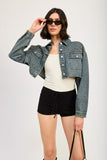 Women’s Embroidered Cropped Button Down Denim Jacket | Zarnesh