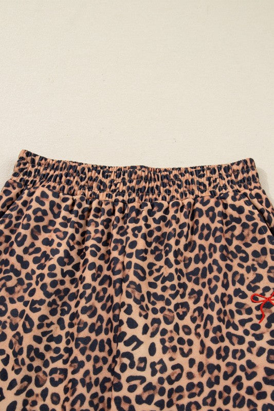 Women’s Embroidered Leopard Bow Pullover and Pants Set | Zarnesh