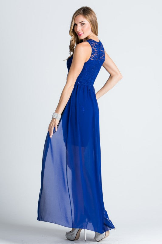 Women’s Evening Chiffon Overlay Lace High-Low Mini Dress | Zarnesh