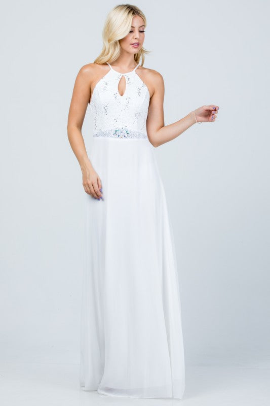 Women’s Evening Lace Gown Embellished Halter Maxi Dress | Zarnesh