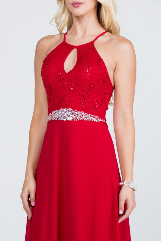 Women’s Evening Lace Gown Embellished Halter Maxi Dress | Zarnesh