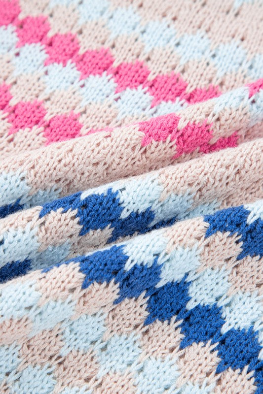 Women’s Eyelet Striped Pullover Knit Drop Shoulder Sweater | Zarnesh