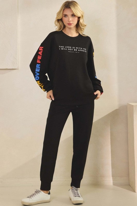 Women’s Faith Graphic with Bible Verse Print Sweatshirt | Zarnesh