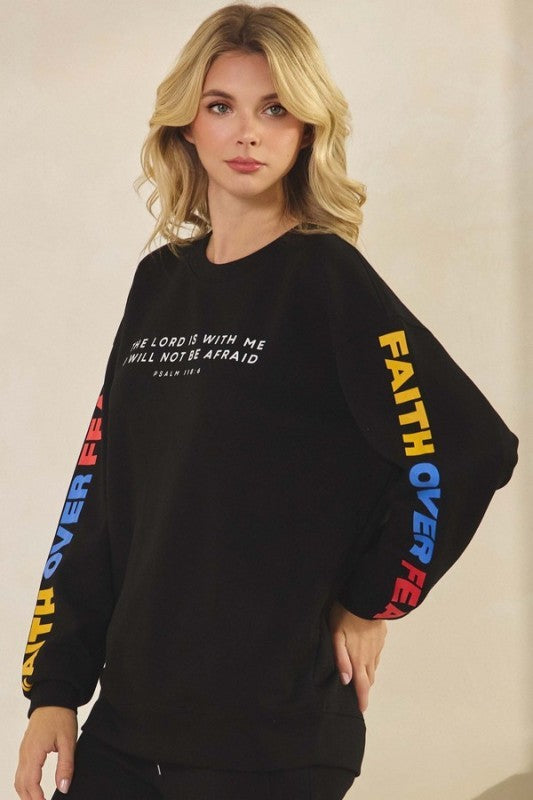 Women’s Faith Graphic with Bible Verse Print Sweatshirt | Zarnesh