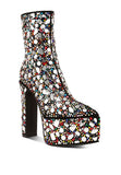 Women’s Fancy Mirror Embellished Platform High Heel Boots | Zarnesh