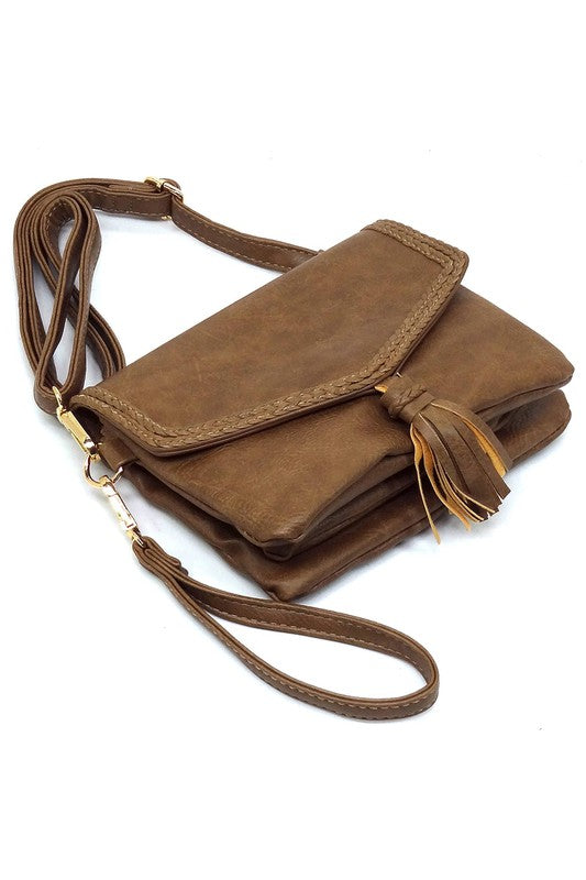 Women’s Fashion Envelope Clutch Tassel Flap Crossbody Shoulder Bag | Zarnesh
