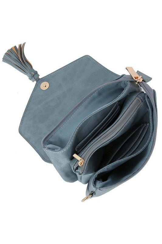 Women’s Fashion Envelope Clutch Tassel Flap Crossbody Shoulder Bag | Zarnesh