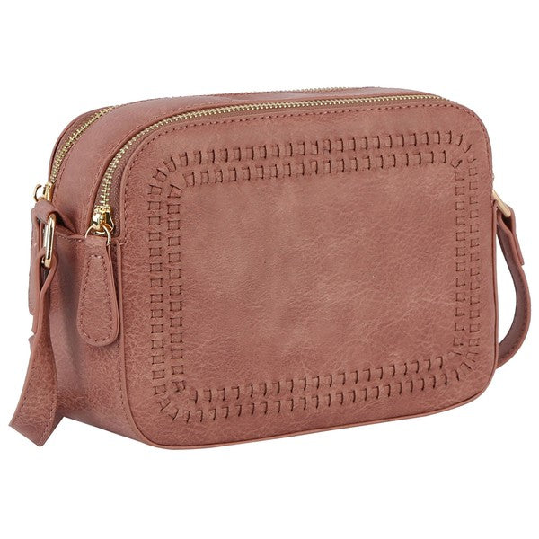 Women's Fashion Stitch Rectangular Faux Leather Crossbody Bag | Zarnesh