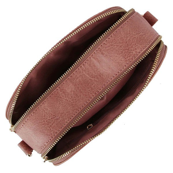 Women's Fashion Stitch Rectangular Faux Leather Crossbody Bag | Zarnesh