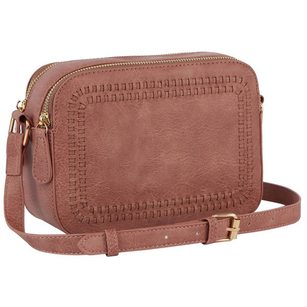 Women's Fashion Stitch Rectangular Faux Leather Crossbody Bag | Zarnesh