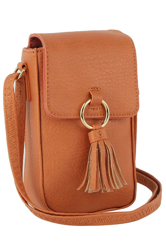 Women’s Faux Leather Tassel Ring Flap Tassel Crossbody | Zarnesh