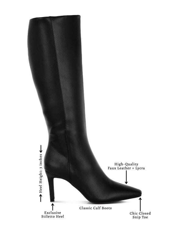 Women's Faux Leather Calf Boots | Zarnesh