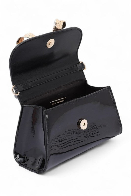 Women's Faux Leather Metal Bow Top Handle Bag | Zarnesh