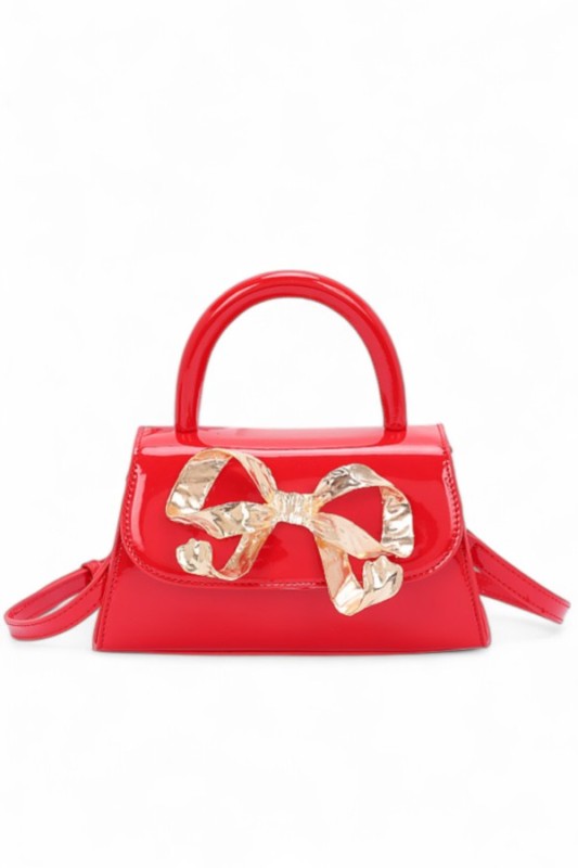 Women's Faux Leather Metal Bow Top Handle Bag | Zarnesh
