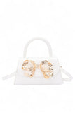 Women's Faux Leather Metal Bow Top Handle Bag | Zarnesh