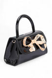 Women's Faux Leather Metal Bow Top Handle Bag | Zarnesh