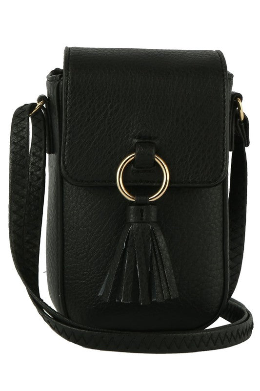 Women’s Faux Leather Tassel Ring Flap Tassel Crossbody | Zarnesh