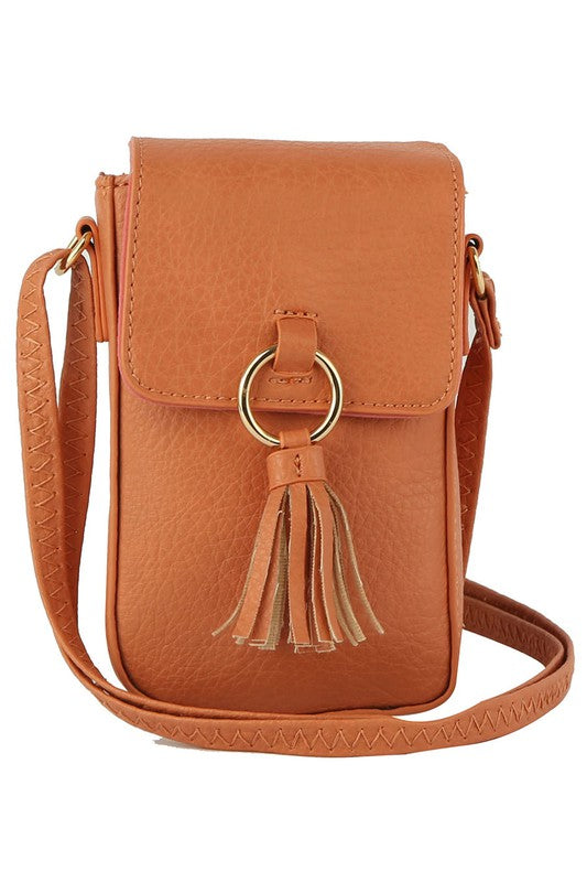 Women’s Faux Leather Tassel Ring Flap Tassel Crossbody | Zarnesh