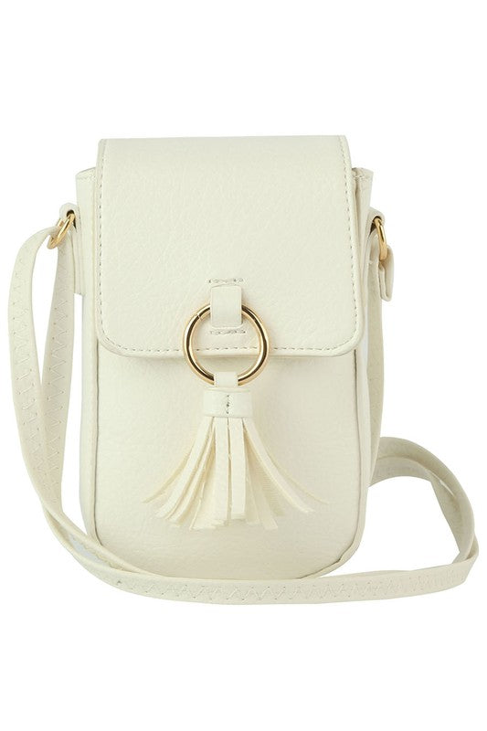 Women’s Faux Leather Tassel Ring Flap Tassel Crossbody | Zarnesh