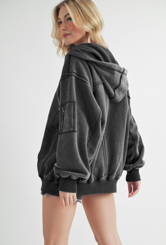 Women’s Fiori Zip-Up Hoodie with Pockets Jacket | Zarnesh