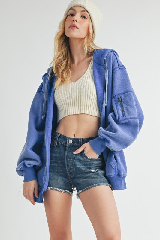 Women’s Fiori Zip-Up Hoodie with Pockets Jacket | Zarnesh
