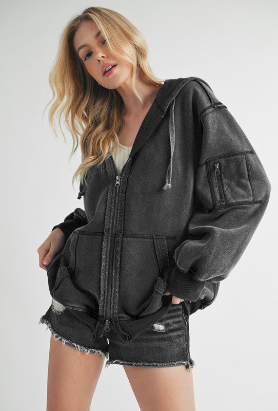 Women’s Fiori Zip-Up Hoodie with Pockets Jacket | Zarnesh