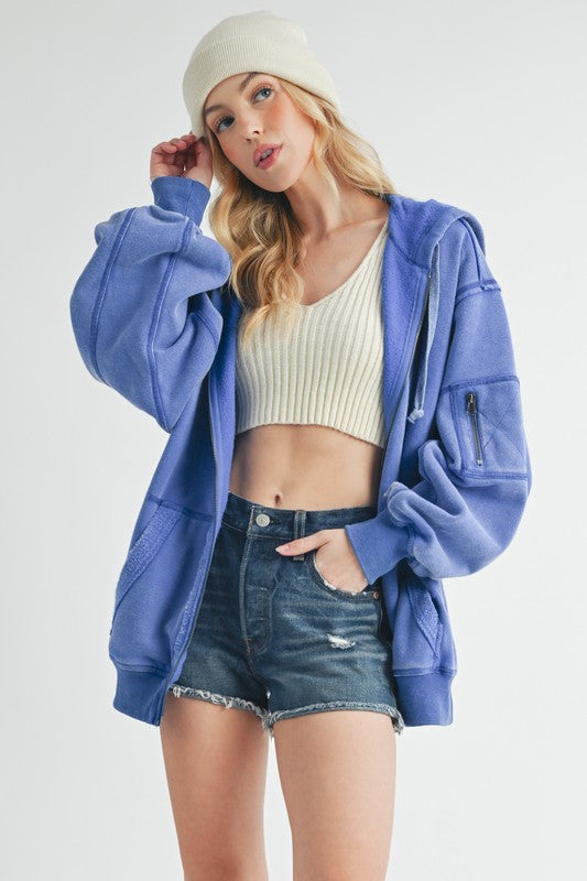 Women’s Fiori Zip-Up Hoodie with Pockets Jacket | Zarnesh