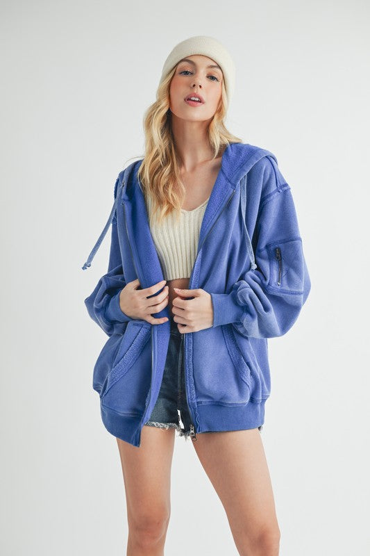 Women’s Fiori Zip-Up Hoodie with Pockets Jacket | Zarnesh