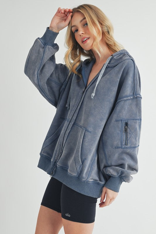Women’s Fiori Zip-Up Hoodie with Pockets Jacket | Zarnesh