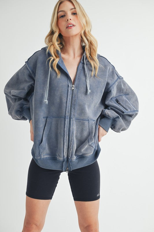 Women’s Fiori Zip-Up Hoodie with Pockets Jacket | Zarnesh