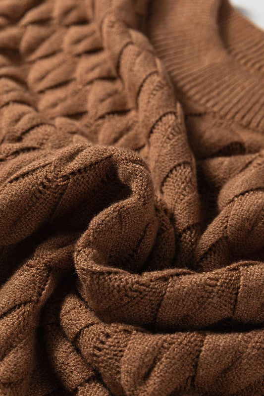 Women’s Fish Scale Textured Scallop Knit Short Sleeve Sweater | Zarnesh