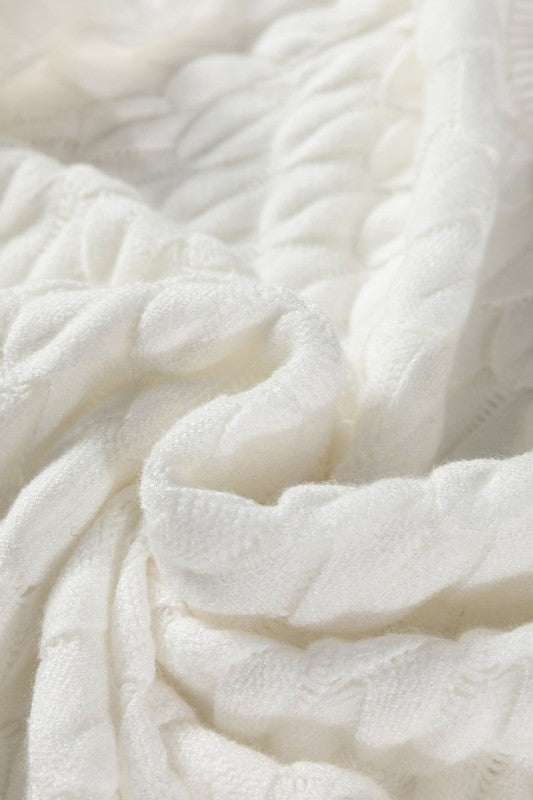 Women’s Fish Scale Textured Scallop Knit Short Sleeve Sweater | Zarnesh