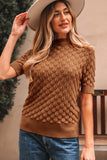 Women’s Fish Scale Textured Scallop Knit Short Sleeve Sweater | Zarnesh