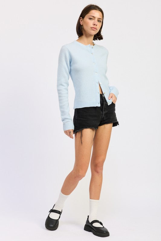 Women’s Fitted Button-Up Cardigan Ruffled Collar Sweater | Zarnesh