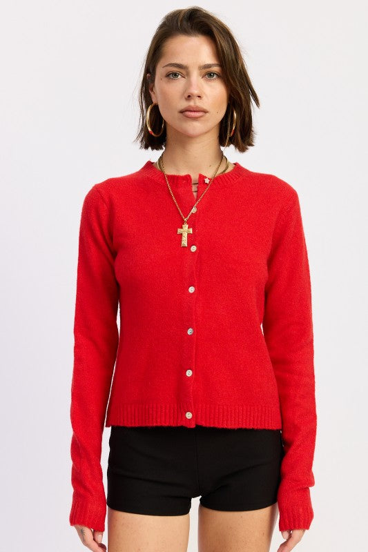 Women’s Fitted Button-Up Cardigan Ruffled Collar Sweater | Zarnesh