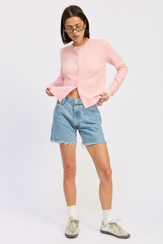 Women’s Fitted Button-Up Cardigan Ruffled Collar Sweater | Zarnesh