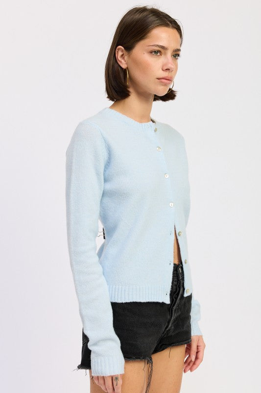 Women’s Fitted Button-Up Cardigan Ruffled Collar Sweater | Zarnesh