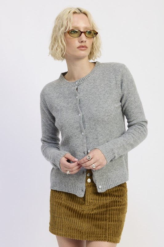 Women’s Fitted Button-Up Cardigan Ruffled Collar Sweater | Zarnesh