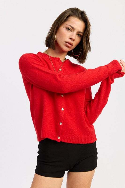 Women’s Fitted Button-Up Cardigan Ruffled Collar Sweater | Zarnesh