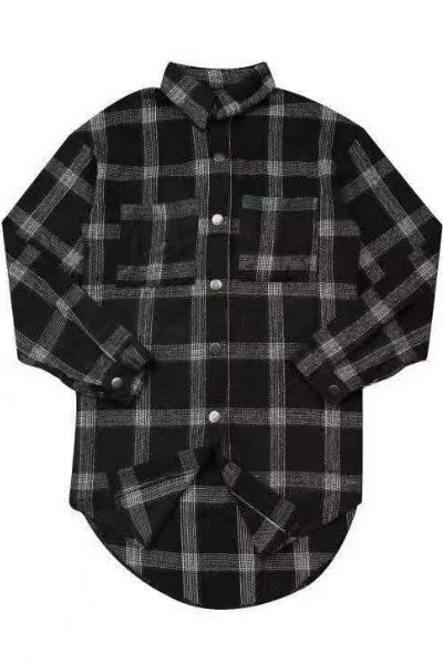 Women’s Flannel Plaid Button-Up Long Sleeve Shacket Jacket | Zarnesh