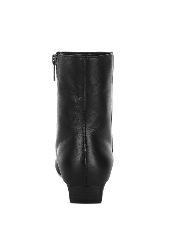 Women's Flared Heel Genuine Leather Snip Toe Boots | Zarnesh